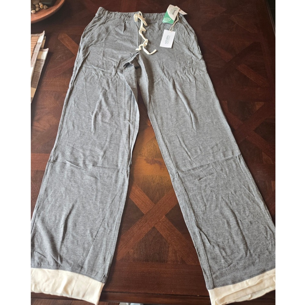 Haven Well Within Tencel Lyocell Wide Leg Lounge Pants Gray Cream XS NWT‎